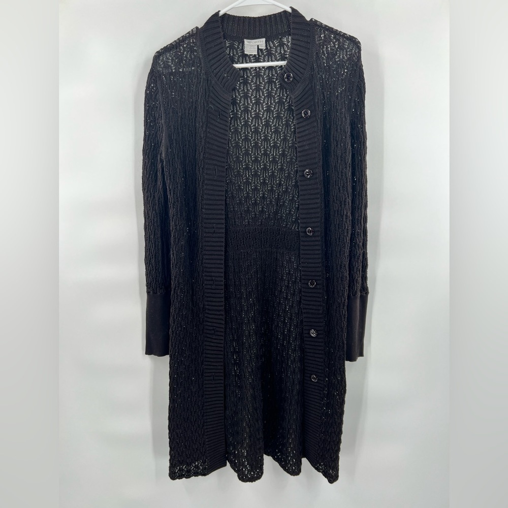 Worth Black Long Duster Cardigan Sweater Size S